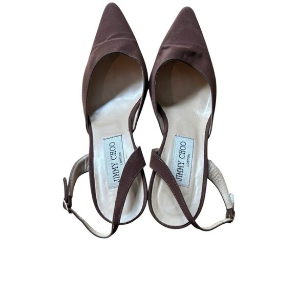Jimmy Choo Brown Slingback Heels Vintage 1990's Pointed Toe - Picture 5 of 9